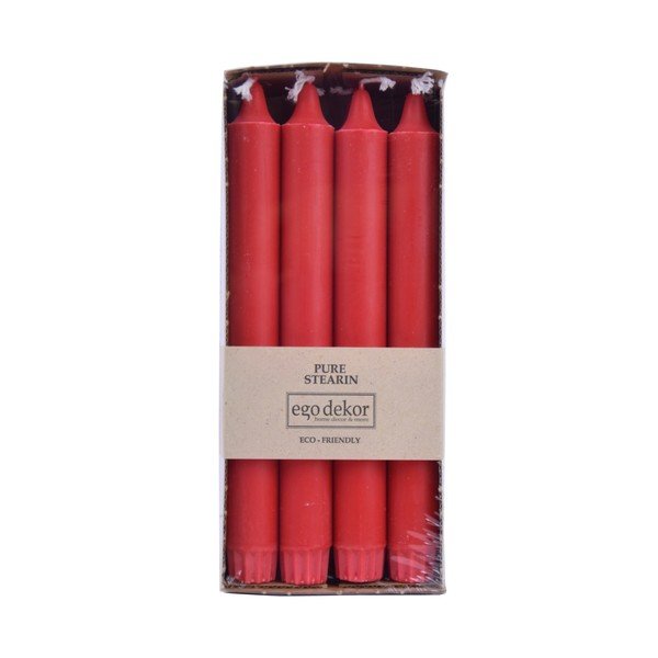 Set di 8 candele lunghe rosse Ego Dekor ED, durata di combustione 7 h - Eco candles by Ego dekor-image-1