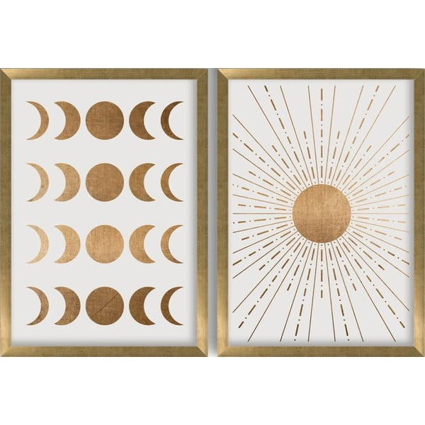 Poster in cornice 38x53 cm Moon & Sun - Wallity