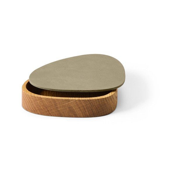 Scatola decorativa con coperchio verde/di colore naturale in legno ed eco pelle 14x12,5x3,5 cm Curve Nupo – LIND DNA-image-1