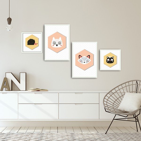 Quadri per bambini in set da 4 35x50 cm Animals - Wallity-image-1