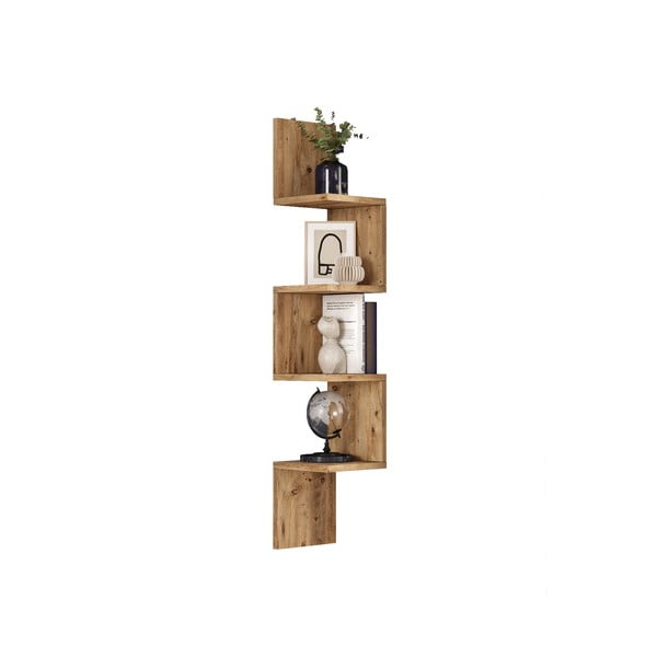 Libreria a muro in pino decorato in colore naturale 22x117 cm Laura - Kalune Design-image-2