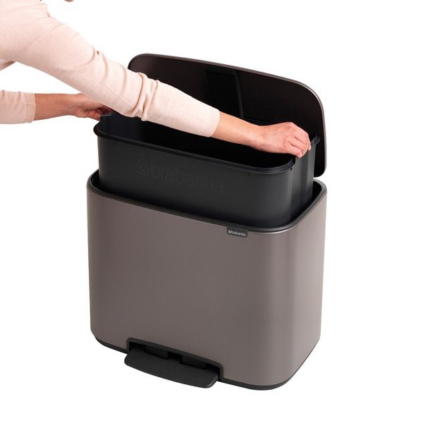Cestino per la spazzatura in acciaio grigio con pedale 36 l Bo – Brabantia-image-2