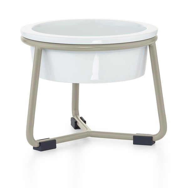 Ciotola con supporto in porcellana per cane ø 20 cm Pranzo Greige M – MiaCara
