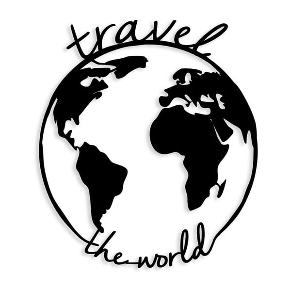 Decorazione da parete in metallo nero Travel The World, 55 x 62 cm Travel the World - Wallity