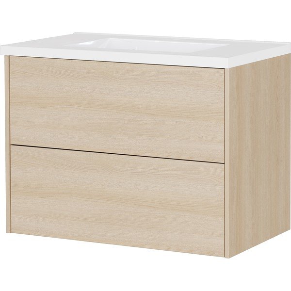 Mobile da lavabo di colore naturale con effetto rovere da appendere 81x61 cm Bodera – Germania
