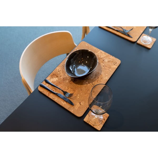 Sottobicchieri in sughero di colore naturale in set di 4 pezzi Querco - ZicZac-image-2