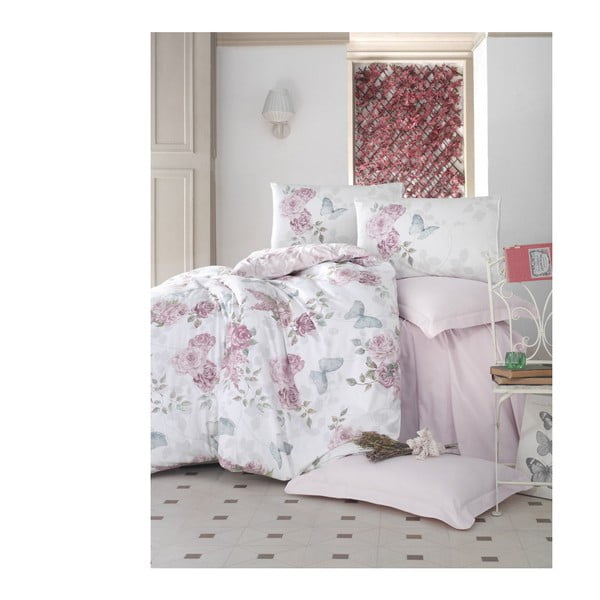 Biancheria da letto in cotone Ranforce con lenzuolo per letto matrimoniale Rosell, 200 x 220 cm Rosella - Mijolnir