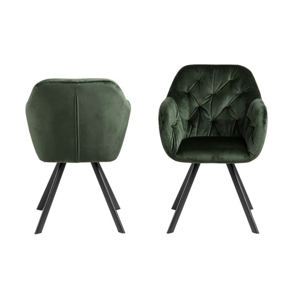 Sedia da pranzo verde in imbottito con braccioli Lola – Actona-image-4