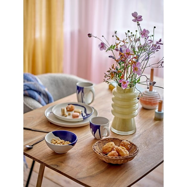 Piatto in gres bianco e blu ø 27 cm Okayama - Bloomingville-image-1