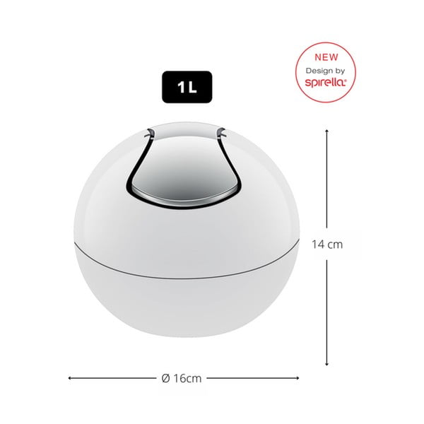 Cestino per la spazzatura bianco in plastica 1 l   Bowl – Spirella-image-2