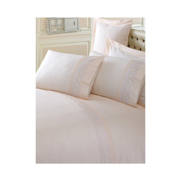 Biancheria da letto in cotone Ranforce con lenzuolo per letto matrimoniale Brode, 200 x 220 cm - Mijolnir