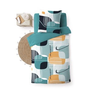 Set copripiumino e federa color foglia di tè in cotone per letto singolo 140x200 cm Sprint – douceur d'intérieur