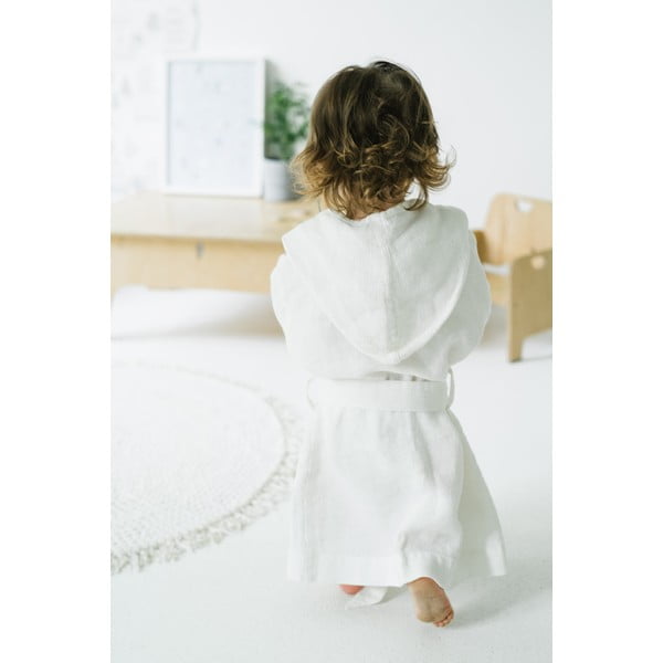 Accappatoio per bambini in lino bianco Natura, taglia 122 - 128 White - Linen Tales-image-4