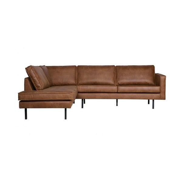 Divano angolare in similpelle marrone cognac, angolo sinistro Rodeo - BePureHome