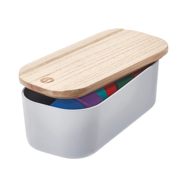 Scatola grigia con coperchio in legno di paulownia , 9 x 18,3 cm Eco - iDesign-image-2