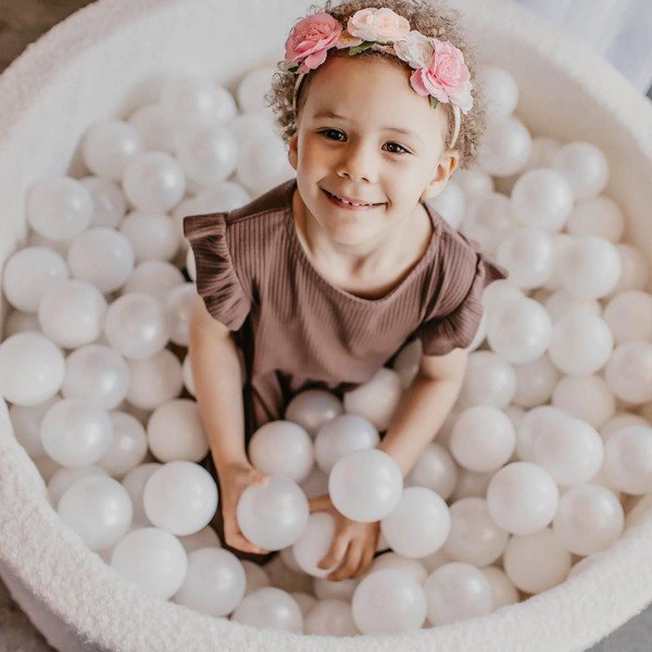 Piscina di palline rosa in velluto a coste ø 90x30 cm Montessori – Meowbaby-image-4