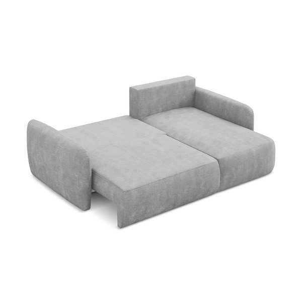 Divano angolare grigio chiaro allungabile/con contenitore (con penisola a destra/con chaise lounge) con rivestimento in ciniglia Lilo – Makamii-image-4