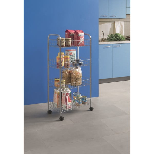 Scaffale mobile in metallo argento 41x84 cm Ascona - Metaltex-image-1