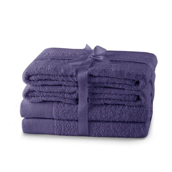 Set di asciugamani per viso e corpo tipo terry viola in cotone 6 pz Amari – Restilo