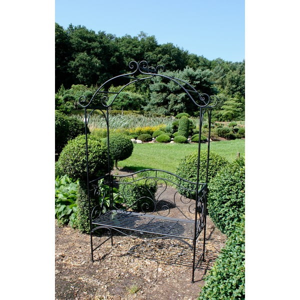 Panchina da giardino in metallo nero Colima - Garden Pleasure-image-2