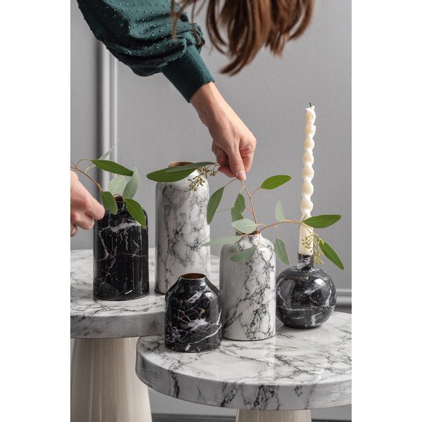 Vaso in ferro bianco e nero Marmo, altezza 10 cm - PT LIVING-image-1
