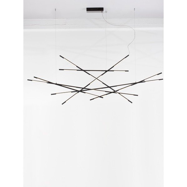 Lampadario LED nero in metallo con paralume in vetro acrilico con intensità regolabile Raccio – Nova Luce-image-3