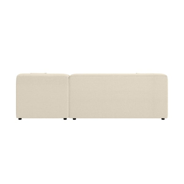 Divano angolare beige/color crema (con penisola a destra e chaise lounge) rivestito in velluto a coste Martin – Ropez-image-4