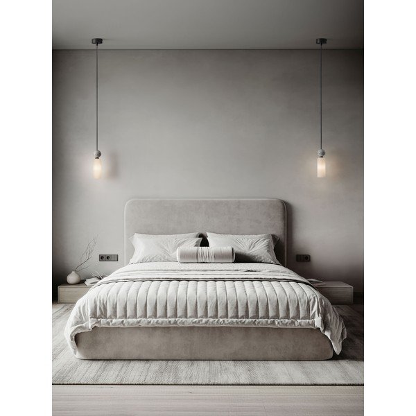 Lampadario nero opaco in pietra con paralume in vetro ø 6 cm Filomena – Nova Luce-image-1