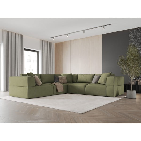 Divano angolare variabile verde chiaro Esther - Milo Casa-image-1