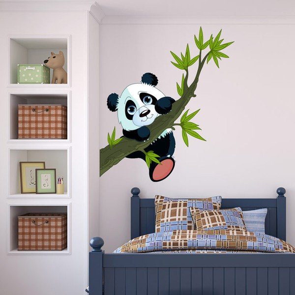 Adesivo murale per bambini Panda sui rami - Ambiance-image-1
