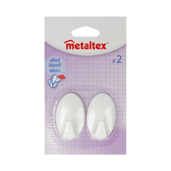Set di 2 ganci adesivi in plastica bianca Greg - Metaltex-image-2
