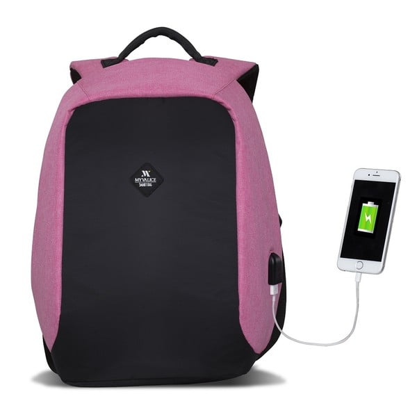 Zaino nero e rosa con porta USB My Valice SECRET Smart Bag - Myvalice-image-2