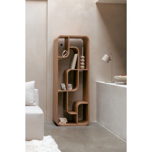 Libreria di colore naturale in rovere massiccio 60x160x35 cm Seven – Zuiver-image-1