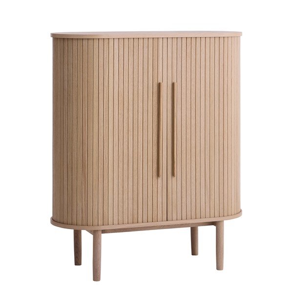Armadietto colore naturale chiaro con effetto rovere con porte scorrevoli 100x118x40 cm Meta – Unique Furniture