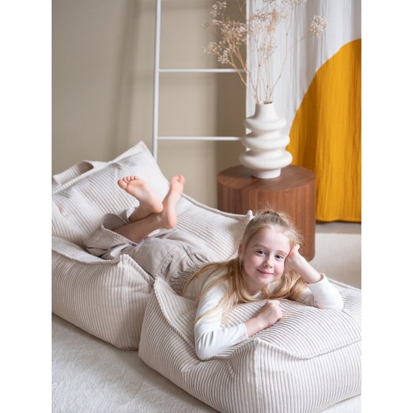 Pouf a sacco per bambini color crema con rivestimento in velluto a coste Chair – Wigiwama-image-2