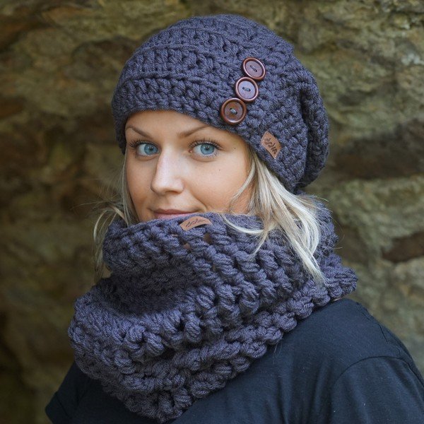 Cappello Nature Slate marrone lavorato a mano all'uncinetto - DOKE-image-1