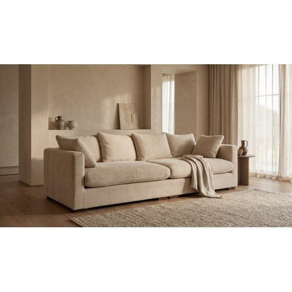 Divano in velluto a coste beige 266 cm Comfy - Scandic-image-1