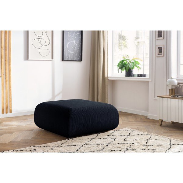 Pouf in velluto a coste blu scuro Lecomte - Bobochic Paris-image-4