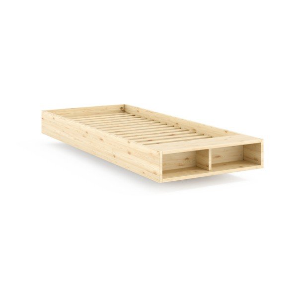 Letto singolo di colore naturale in pino massiccio senza testiera con rete inclusa 90x200 cm Merge – Karup