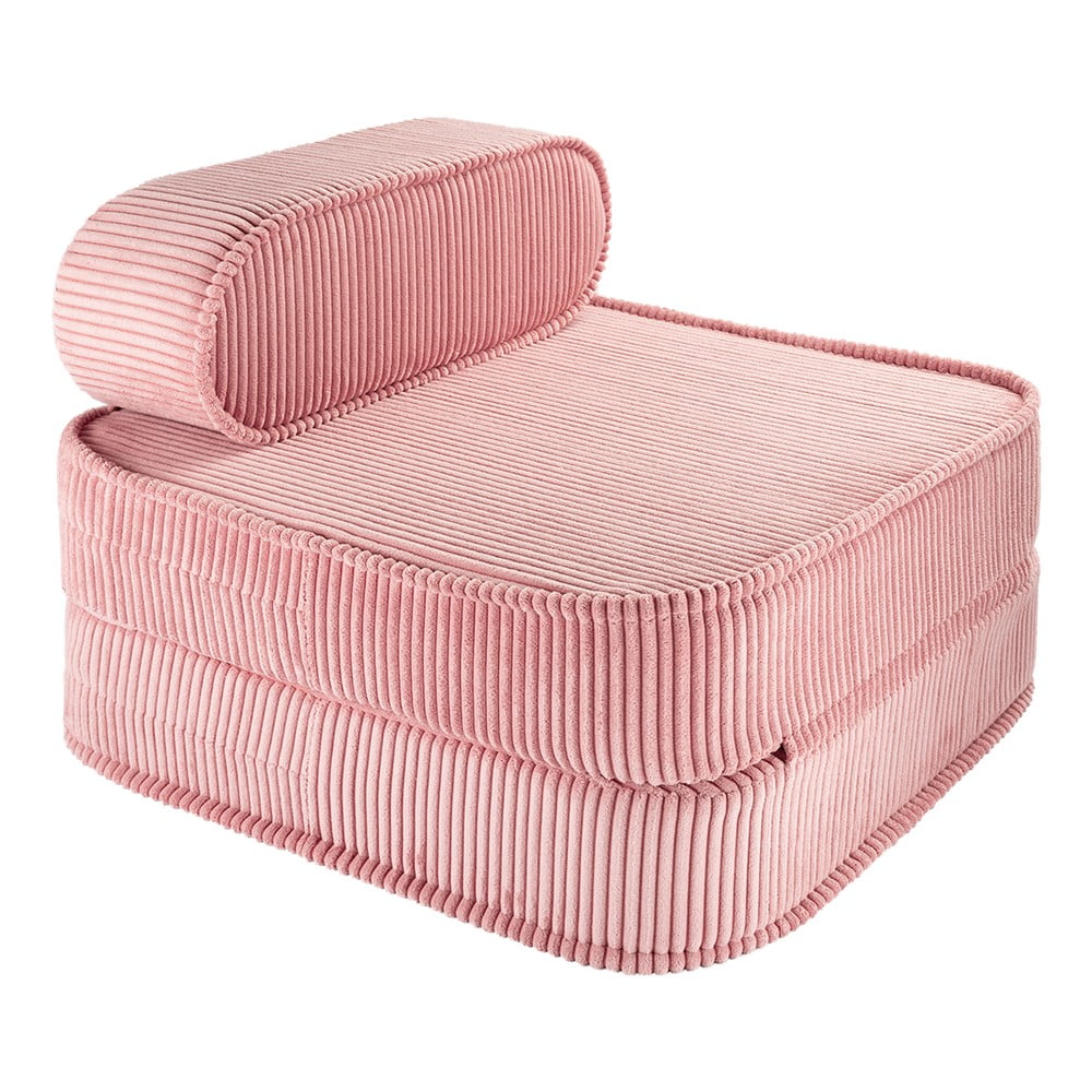 Poltrona per bambini rosa con rivestimento in velluto a coste Flip – Wigiwama | Poltrone per bambini