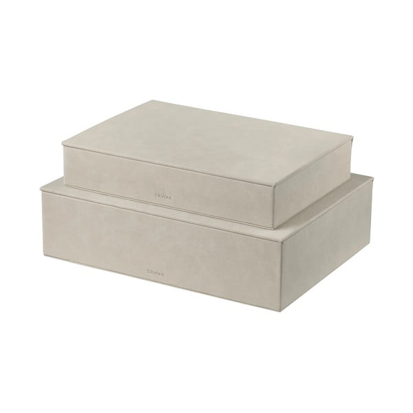 Scatole in set con coperchio beige in finta pelle 2 pz 40x30x11 cm Sahla – Blomus