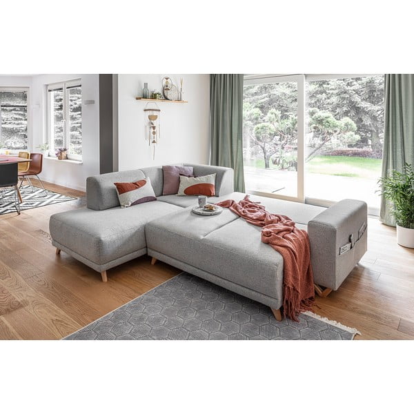 Divano angolare grigio chiaro allungabile e con contenitore (penisola a sinistra/a L) Classy Sophie – Miuform-image-4