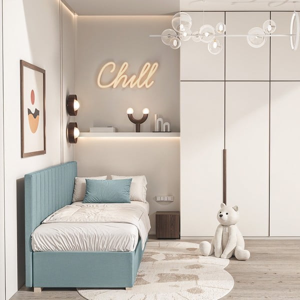 Letto da bambini blu con contenitore con materasso incluso 90x200 cm Chill – Ghado-image-1