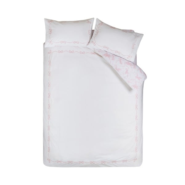 Set copripiumino e federa bianco per letto matrimoniale 200x200 cm Bow Embroidery – Catherine Lansfield