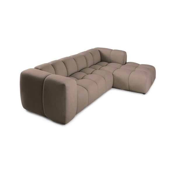 Divano angolare grigio tortora (con penisola a destra e chaise lounge) con rivestimento in velluto Cube – Bonami Selection-image-3