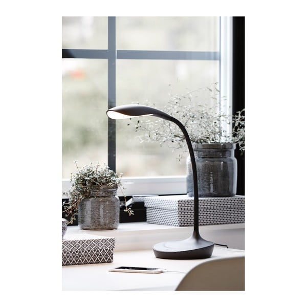 Lampada da tavolo nera con porta USB Swan - Markslöjd-image-2