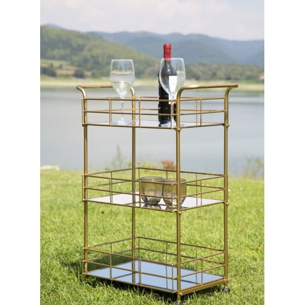 Carrello da portata a 3 piani con design Reo dorato Carrello - Mauro Ferretti-image-1