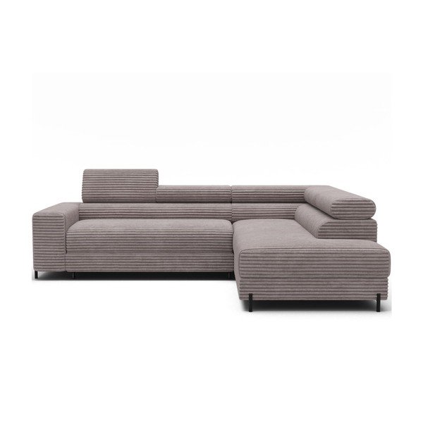 Divano angolare grigio (con penisola a destra/a L) con rivestimento in velluto a coste Colesio – ELTAP