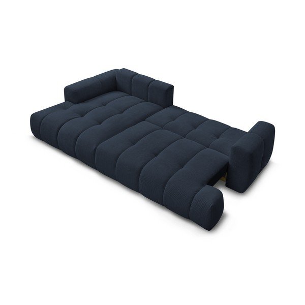 Divano angolare blu scuro allungabile e con contenitore (penisola a sinistra/chaise lounge) con rivestimento in ciniglia Fuji – Bobochic Paris-image-4