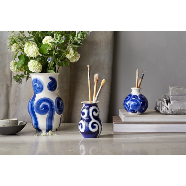 Vaso in gres blu dipinto a mano Tulle - Kähler Design-image-4